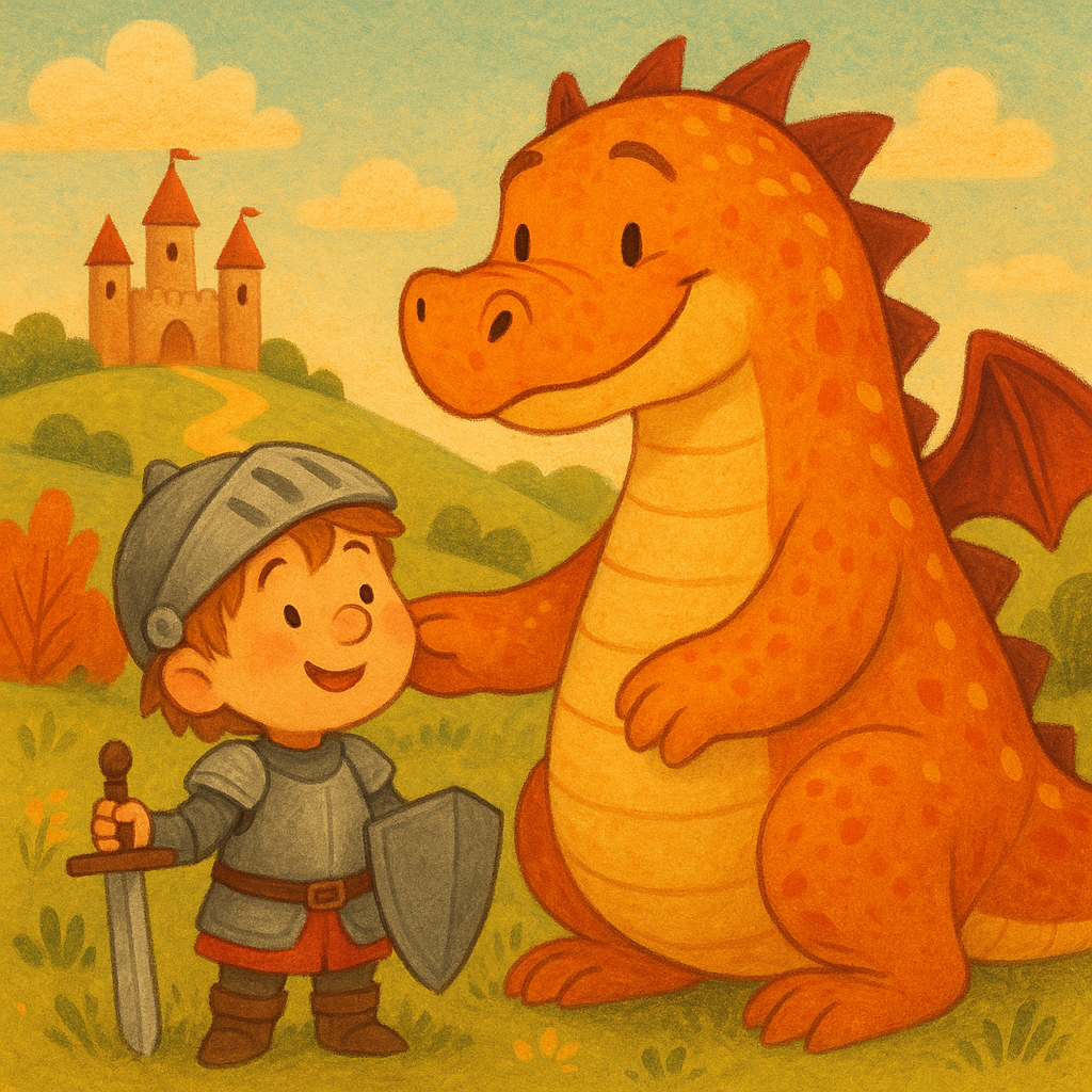 Illustration Le Chevalier Courageux et le Dragon Amical