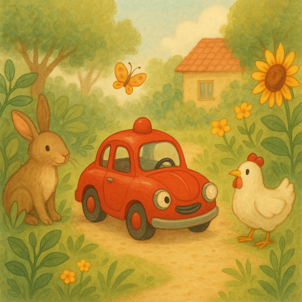 Illustration La Petite Voiture Rouge