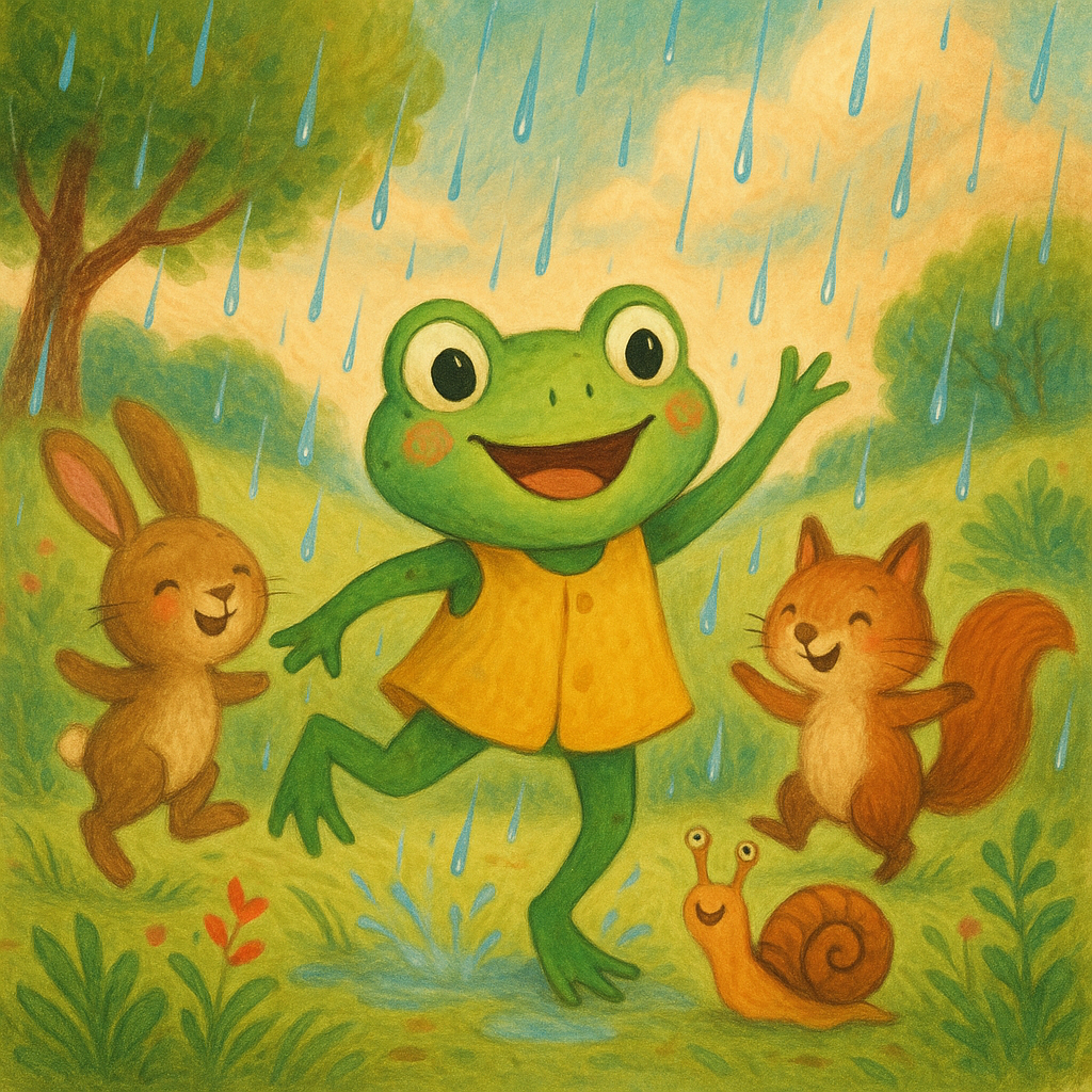 Illustration La petite grenouille et la pluie magique