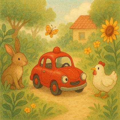 Illustration La Petite Voiture Rouge