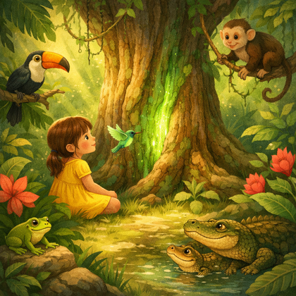 Illustration Lila et le Coeur Vert de la Jungle